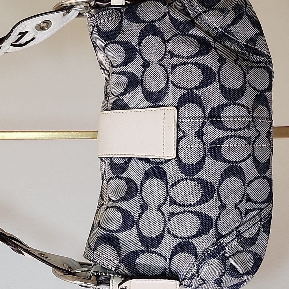 Coach Y2K Soho shoulder bag monogram canvas buckle closure braided strap Navy - Picture 8 of 16